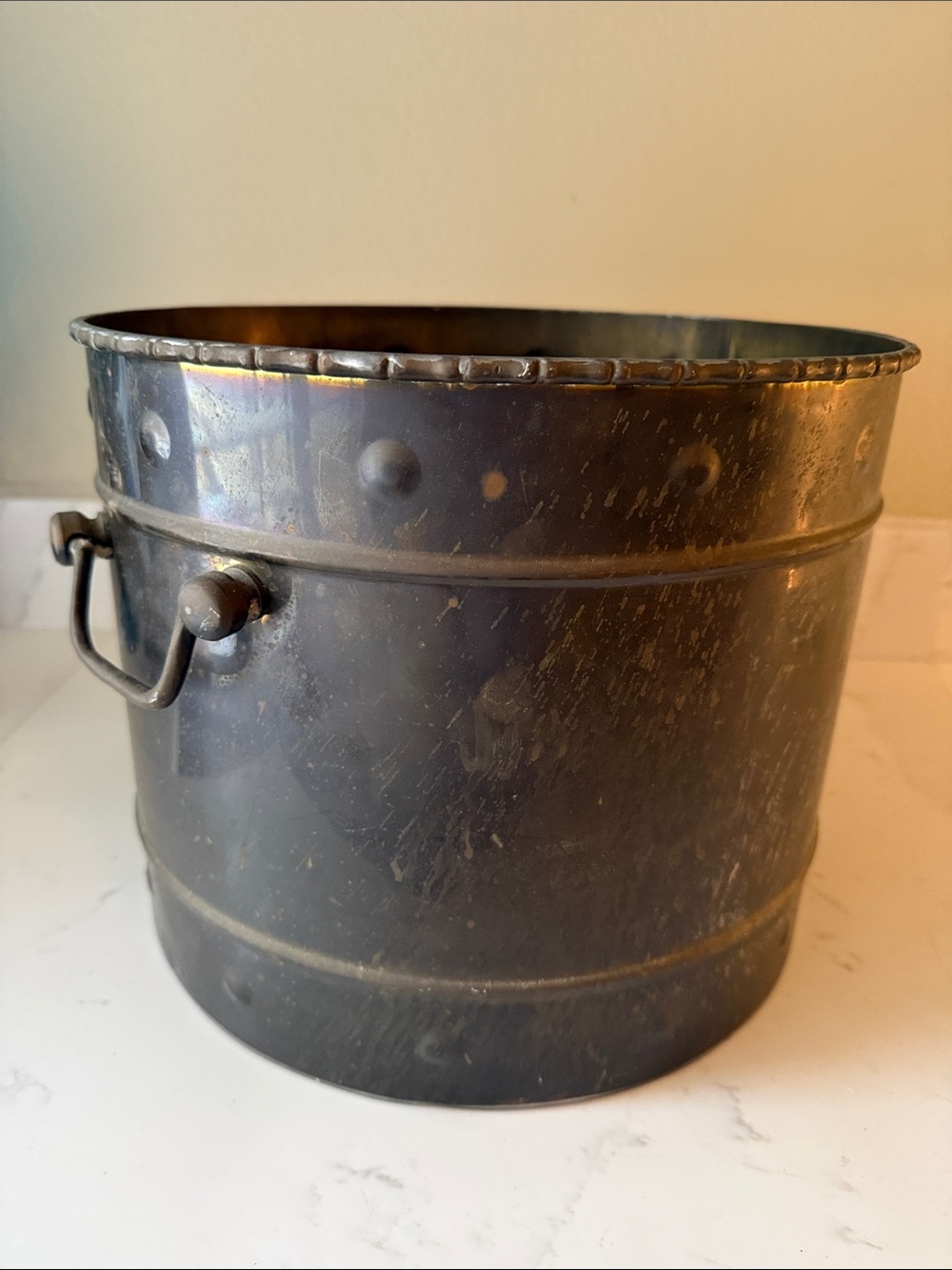 Vintage Brass Bucket with Handles Large